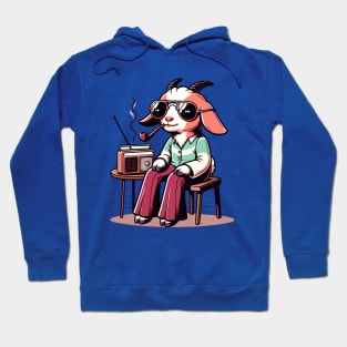 smoking 70s goat and vintage radio Hoodie